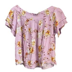 Kohl's Lavender Floral Off-Shoulder Peasant Top